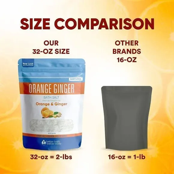 Orange Ginger Bath Salt - 32 Oz Epsom Salt With Ginger & Orange Essential Oils